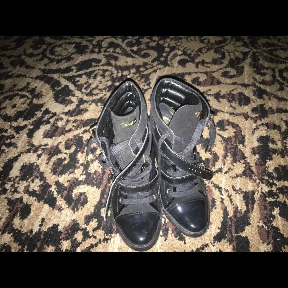 michael kors skid wedge leather sneaker heel